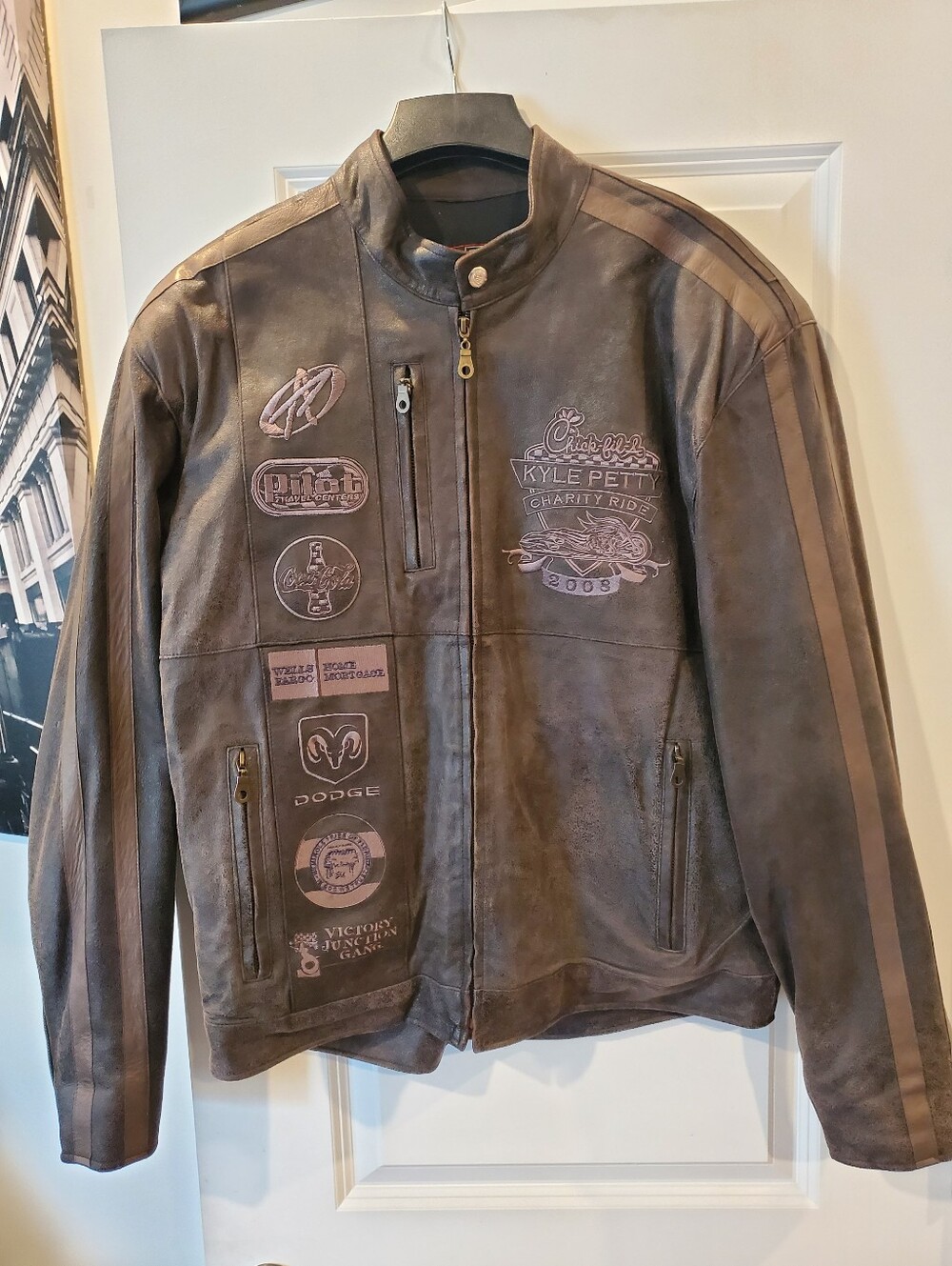 JH Design Kyle Petty Charity Ride Leather Jacket Size Large